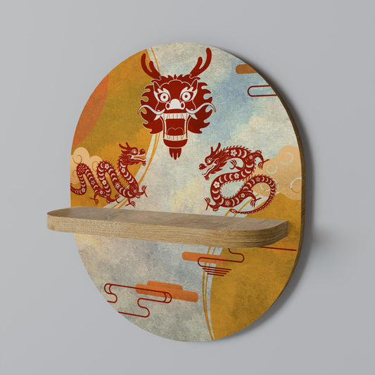 MYSTICAL DRAGON Mensola ovale per opere d'arte in effetto rovere