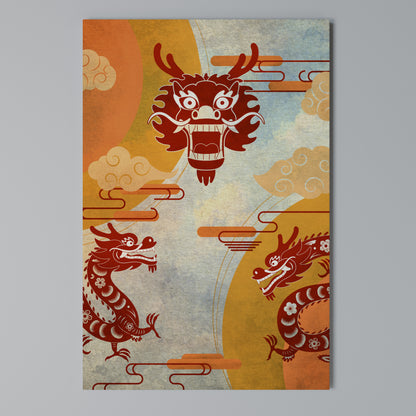 MYSTICAL DRAGON Stampa su Tela Verticale
