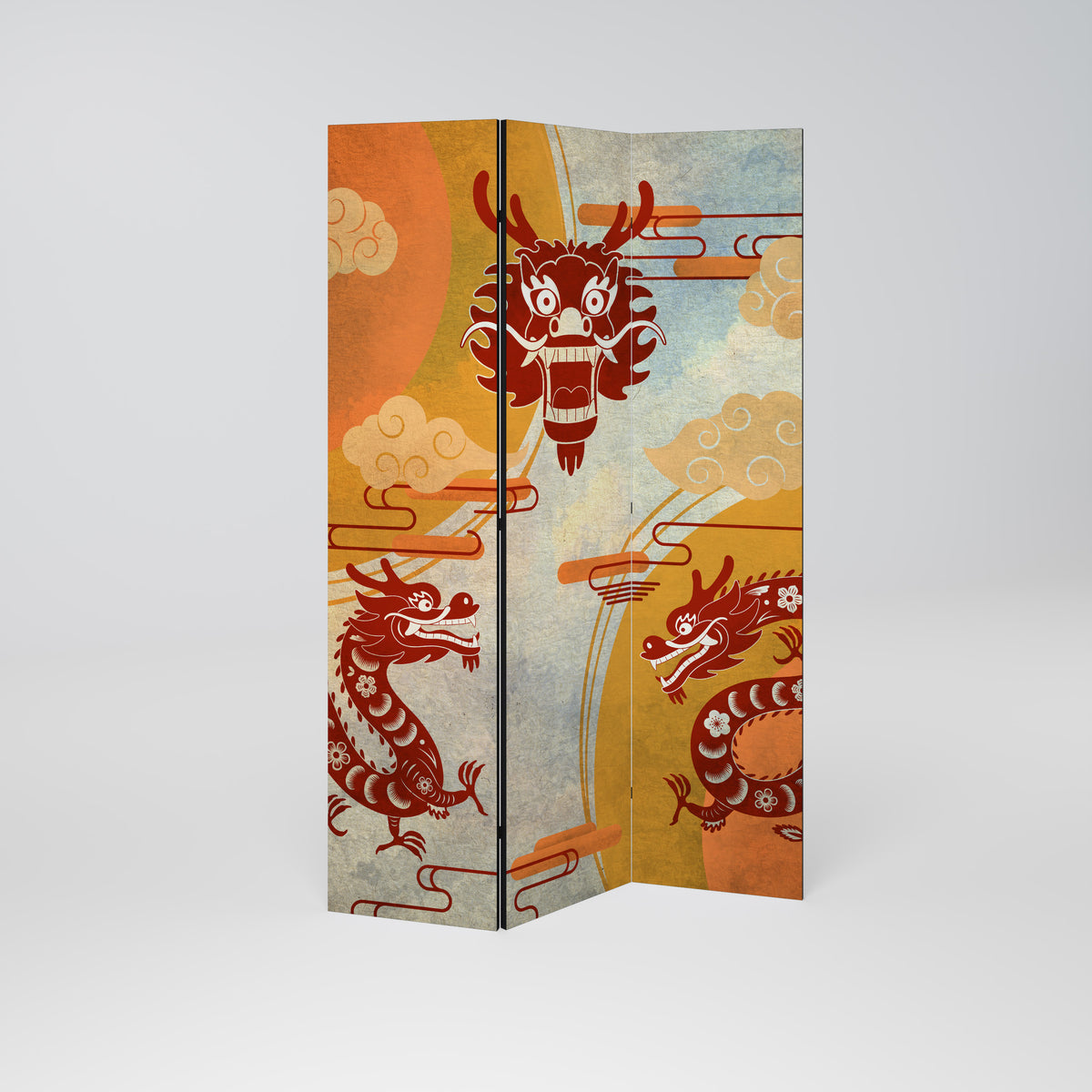 MYSTICAL DRAGON Paravento Decorativo a 3 Pannelli