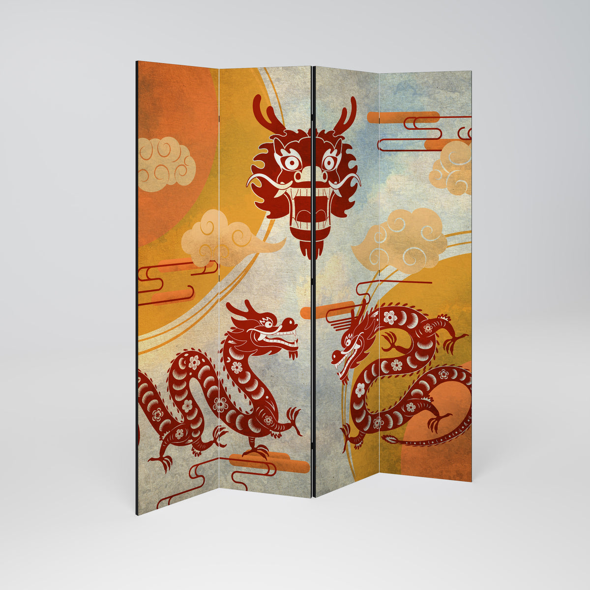 MYSTICAL DRAGON Paravento Decorativo a 4 Pannelli