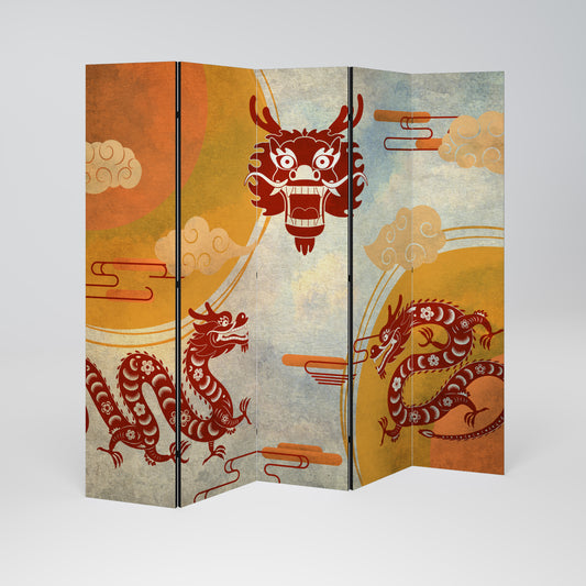 MYSTICAL DRAGON Decorative 5-Panel Room Divider