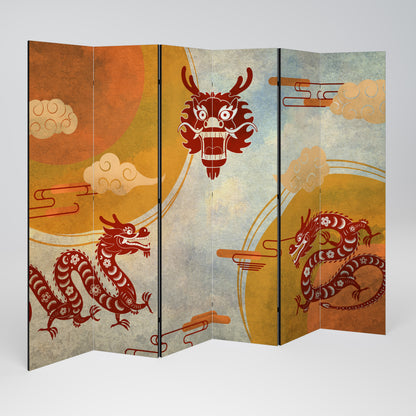 MYSTICAL DRAGON Divisorio decorativo per ambienti a 6 pannelli