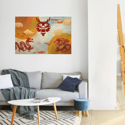 Poster orizzontale staccabile e attaccabile DRAGO MISTICO