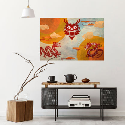 Poster orizzontale staccabile e attaccabile DRAGO MISTICO