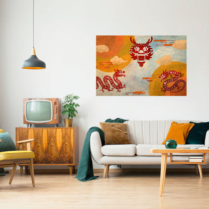 Poster orizzontale staccabile e attaccabile DRAGO MISTICO