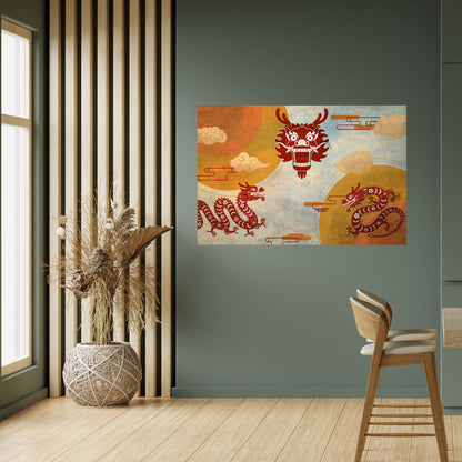 Poster orizzontale staccabile e attaccabile DRAGO MISTICO