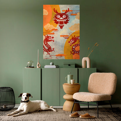 Poster verticale staccabile e attaccabile DRAGO MISTICO