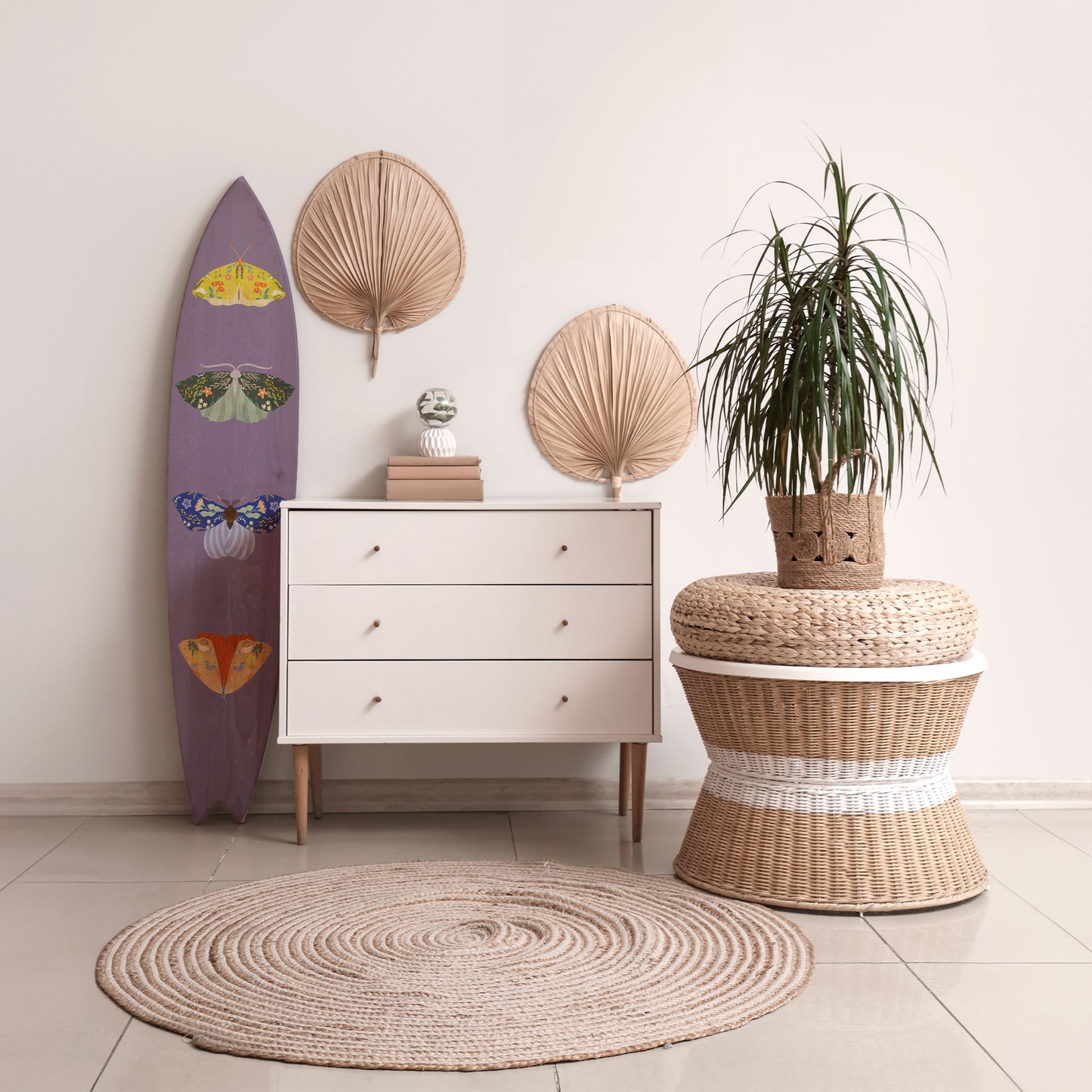 MOTH INTO THE FLAME Decorative Plywood Surfboard