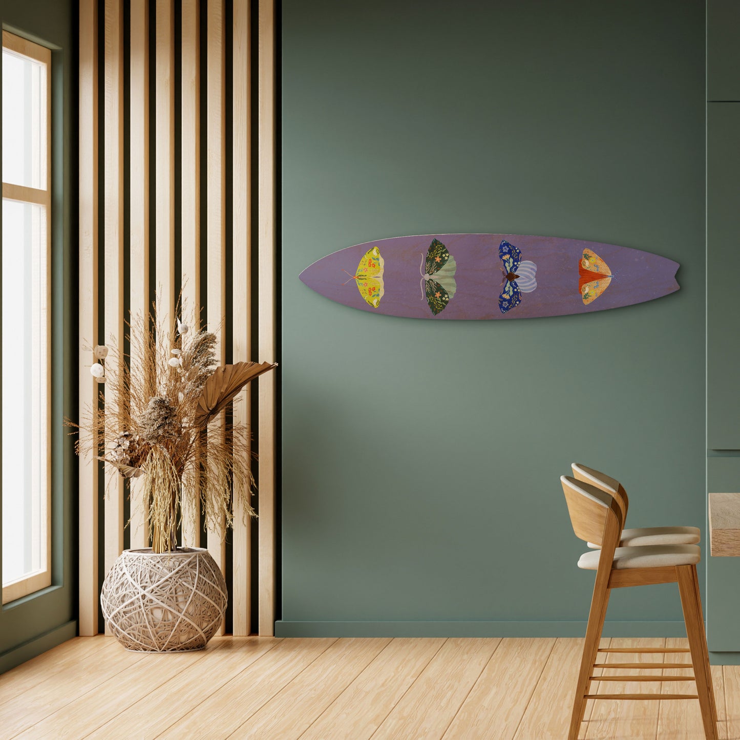 MOTH INTO THE FLAME Decorative Plywood Surfboard
