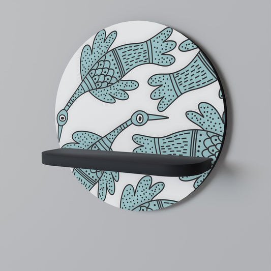 WATERSPOUT SONGIBIRD Round Art Shelf In Black Finish
