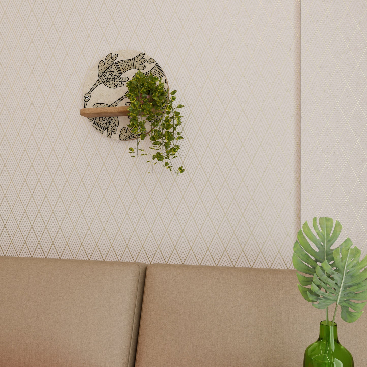 Mensola rotonda ALMONDINE SONGBIRD in effetto rovere