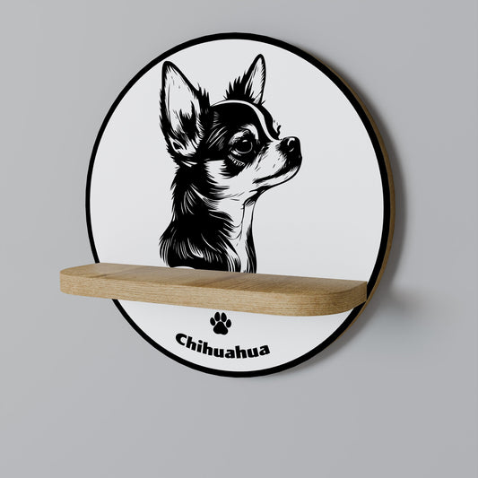 Mensola rotonda per arte CHIHUAHUA DOG in effetto rovere