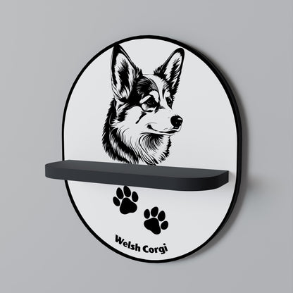 WELSH CORGI PEMBROKE Oval Art Shelf In Black Finish