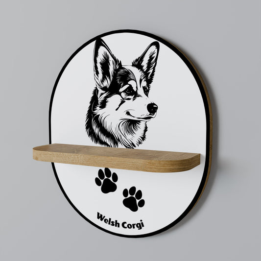 WELSH CORGI PEMBROKE Mensola ovale per opere d'arte in effetto rovere