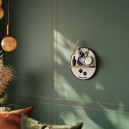 WELSH CORGI PEMBROKE Mensola ovale per opere d'arte in effetto rovere