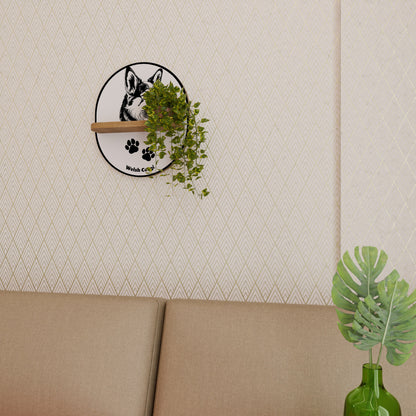 WELSH CORGI PEMBROKE Mensola ovale per opere d'arte in effetto rovere