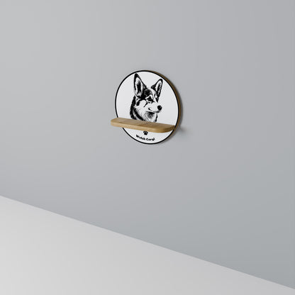 WELSH CORGI PEMBROKE Mensola rotonda per arte in effetto rovere