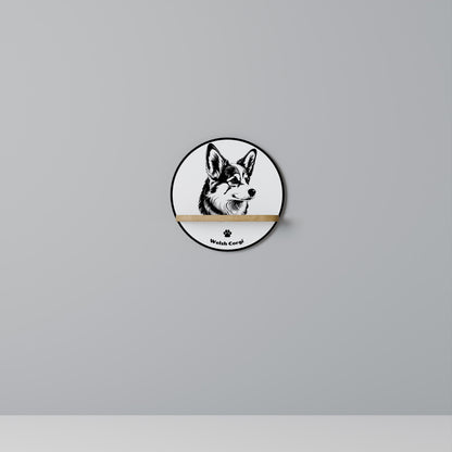 WELSH CORGI PEMBROKE Mensola rotonda per arte in effetto rovere