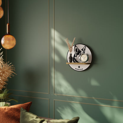 WELSH CORGI PEMBROKE Mensola rotonda per arte in effetto rovere