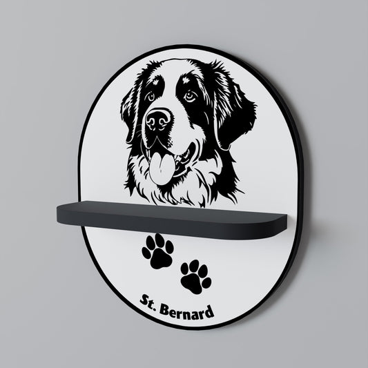 SAINT BERNARD Oval Art Shelf In Black Finish