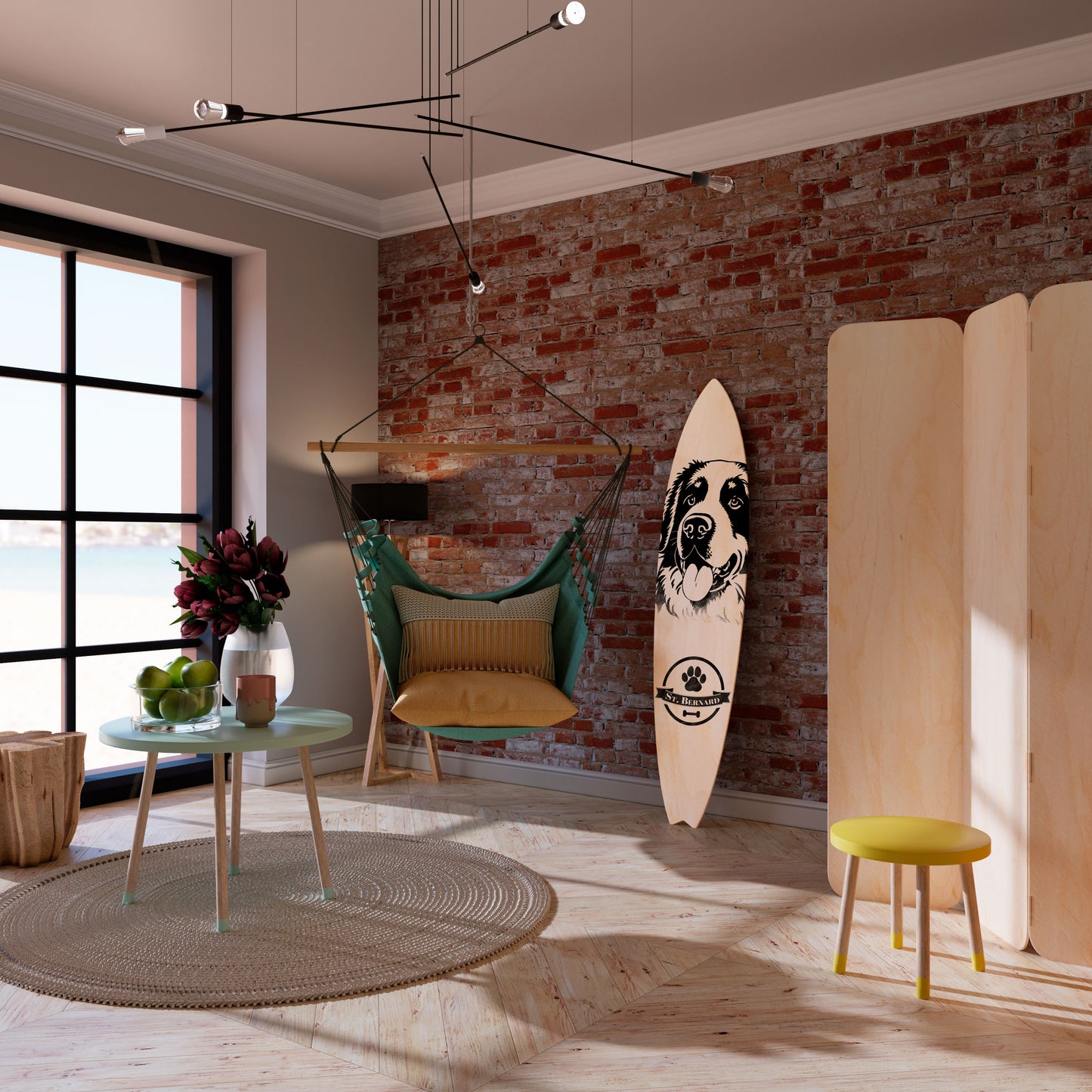 SAINT BERNARD Tavola da surf decorativa in compensato