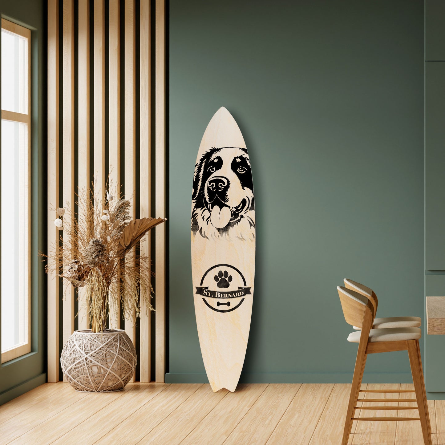 SAINT BERNARD Tavola da surf decorativa in compensato