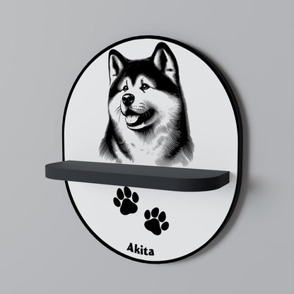 Mensola ovale per opere d'arte AKITA DOG in finitura nera