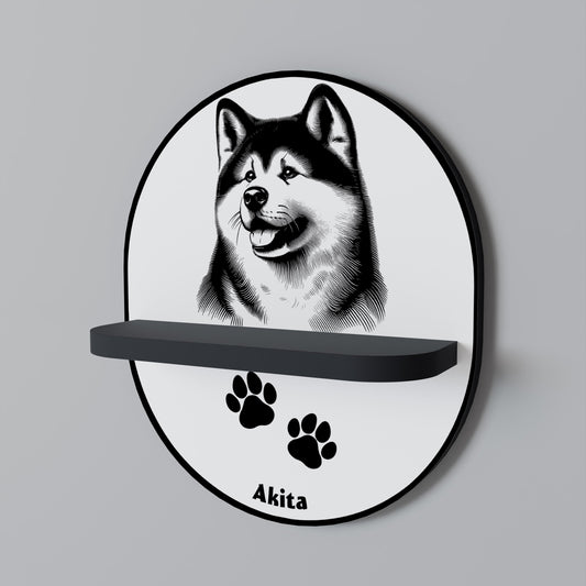 Mensola ovale per opere d'arte AKITA DOG in finitura nera