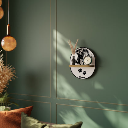 Mensola ovale BOXER DOG in effetto rovere