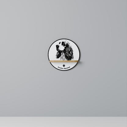 Mensola rotonda per arte COCKER SPANIEL INGLESE in effetto rovere