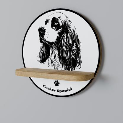 Mensola rotonda per arte COCKER SPANIEL INGLESE in effetto rovere