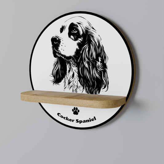 Mensola rotonda per arte COCKER SPANIEL INGLESE in effetto rovere