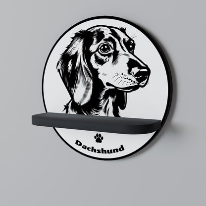 DACHSHUND DOG Round Art Shelf In Black Finish