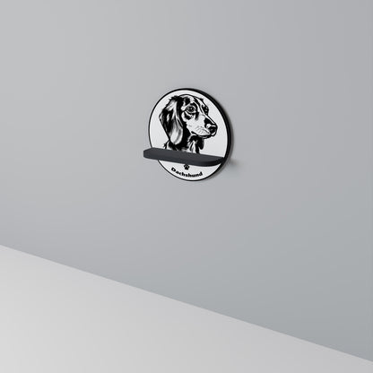DACHSHUND DOG Round Art Shelf In Black Finish