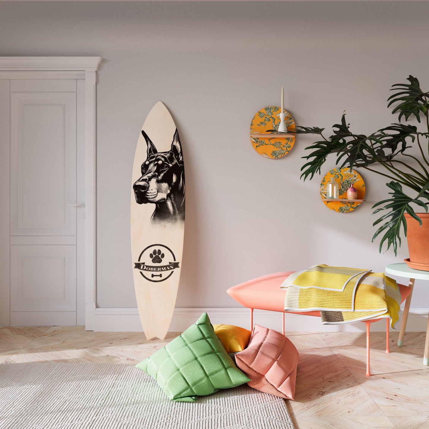 DOBERMAN DOG Decorative Plywood Surfboard