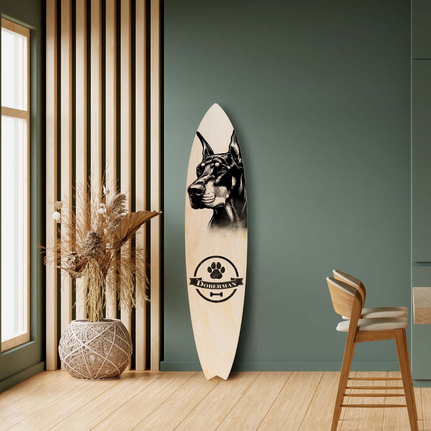 DOBERMAN DOG Decorative Plywood Surfboard