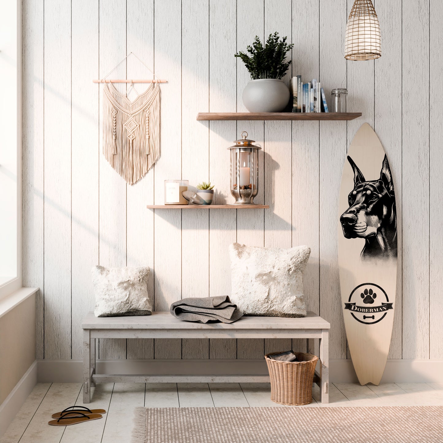 DOBERMAN DOG Decorative Plywood Surfboard