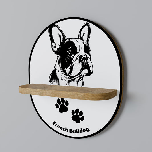 Mensola ovale per arte FRENCH BULLDOG in effetto rovere