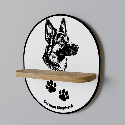 GERMAN SHEPARD Mensola ovale in effetto rovere