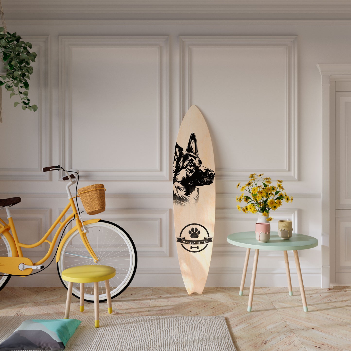 GERMAN SHEPARD Decorative Plywood Surfboard