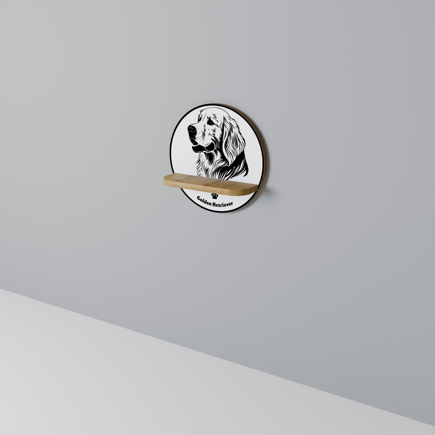 Mensola rotonda GOLDEN RETRIEVER effetto rovere