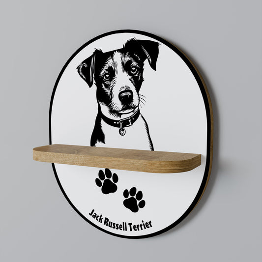 JACK RUSSEL TERRIER Mensola ovale in effetto rovere