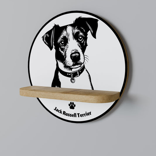 JACK RUSSEL TERRIER Mensola rotonda per arte in effetto rovere