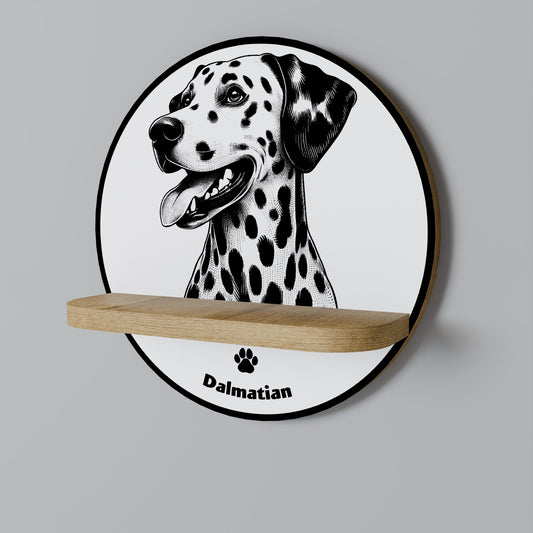 Mensola rotonda per arte CANE DALMATA in effetto rovere