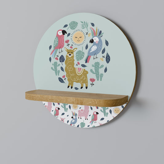 Mensola rotonda colorata ALPACA effetto rovere