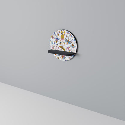 COLORFUL INSECTS Round Art Shelf In Black Finish