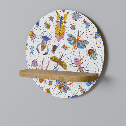 Mensola rotonda per opere d'arte INSETTI COLORATI in effetto rovere