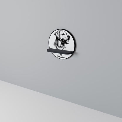 LABRADOR DOG Round Art Shelf In Black Finish