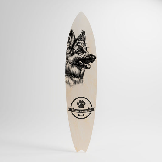 WHITE SHEPHERD DOG Decorative Plywood Surfboard