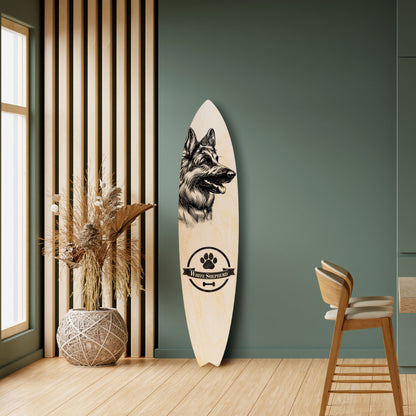 WHITE SHEPHERD DOG Decorative Plywood Surfboard